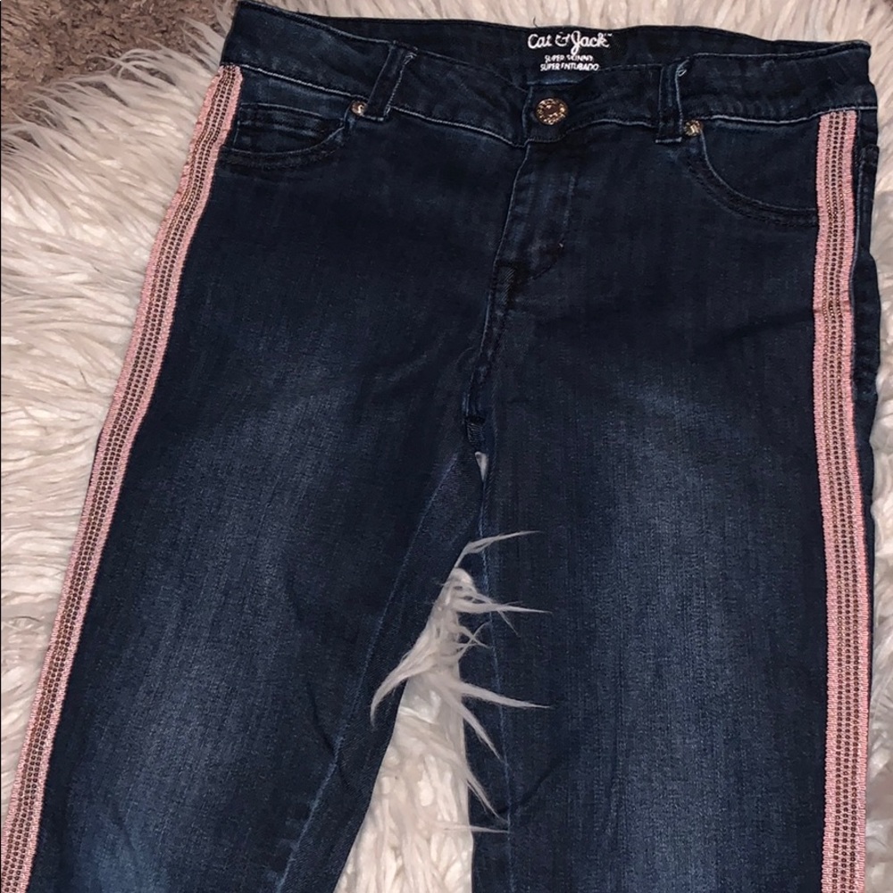 Cat & Jack Blue Jeans With Side Stripe
